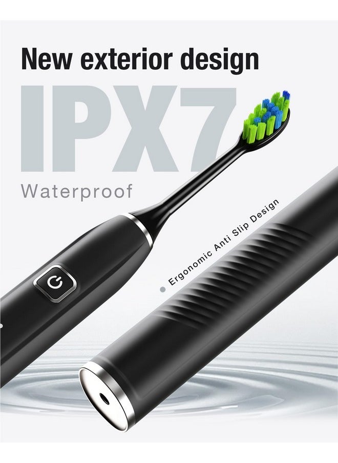 Sonic Electric Toothbrush With 6 Brush Heads For Adults&Kids, One Charge For 120 Days, Wireless Fast Charge, 5 Modes, 40000Vpm Powered Toothbrush, 2 Minutes Built In Smart Timer (Black)