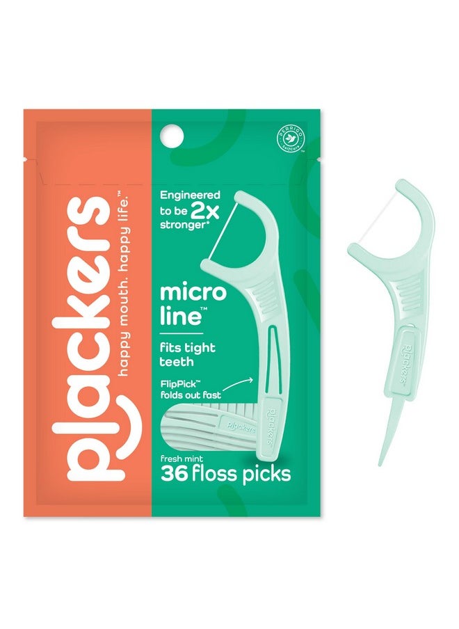 Micro Line Dental Floss Picks Foldout Flippick Tuffloss Easy Storage With Surezip Seal Fresh Mint Flavor 36 Count