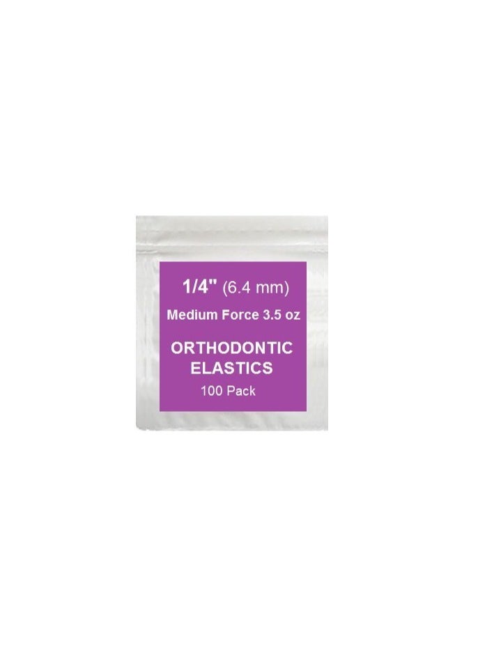 1/4 Inch Orthodontic Elastic Rubber Bands - 100 Pack, Neon, Medium Force 3.5 oz - Dental Rubber Bands, Teeth Rubber Bands Gap Fixer, Dreadlock Rubber Bands, 1 Elastic Placer for Braces Included