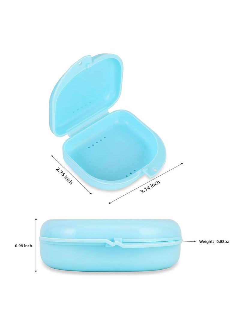 Dental Mouthguard Container Orthodontic Retainer Case with Vent Holes, Denture Holder Box Clear Aligner Case Slim for Household|Travel|Office - Bluish - Light & Easy to Carry