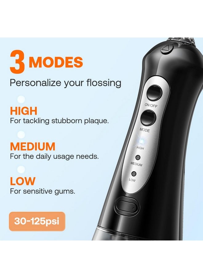 Water Flossers For Teeth, Cordless Water Dental Pick With 6 Jet Tips & 3 Modes For All Oral Care, Ultra-Fine 0.06Mm Water Stream Precise For Teeth Cleaning And Flossing, Easy To Use, Black