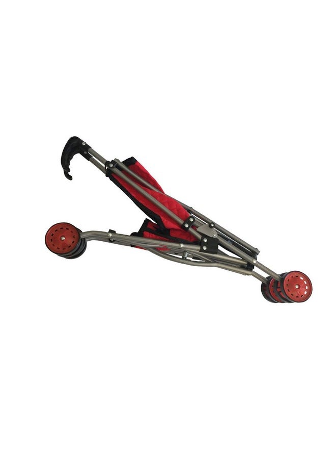 First Dolls Stroller For Kids, Onepiece - Red Color For18” Folds For Storage - Great Gift For Toddlers
