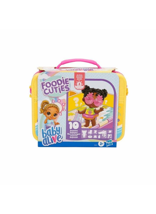 Foodie Cuties, Surprise Toy For Stocking Stuffers, Mini Dolls For Kids, 10 Surprises In Lunchbox-Style Case (Styles May Vary), For Girls & Boys, 3+