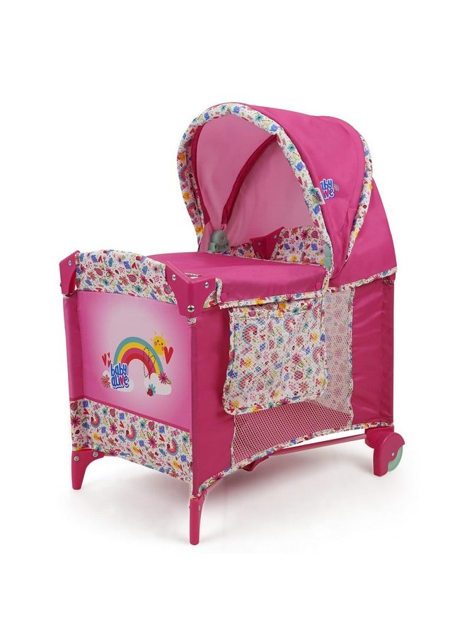 : Deluxe Doll Play Yard - Pink & Rainbow - Fits Dolls Up To 18