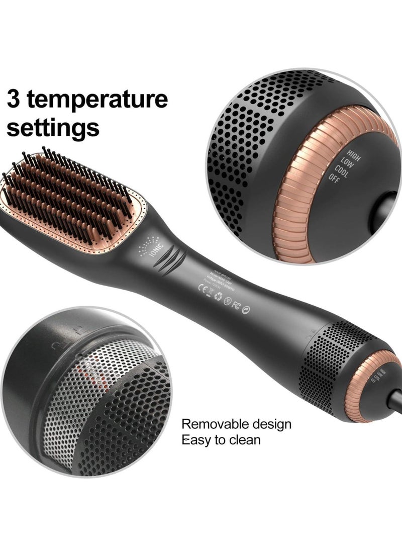 New Hair Dryer & Professional Ceramic Brush Set – Portable Ceramic Straightener Styling Device, Hair Straightener Brush for Smooth, Frizz-Free Hair, Quick Drying & Straightening