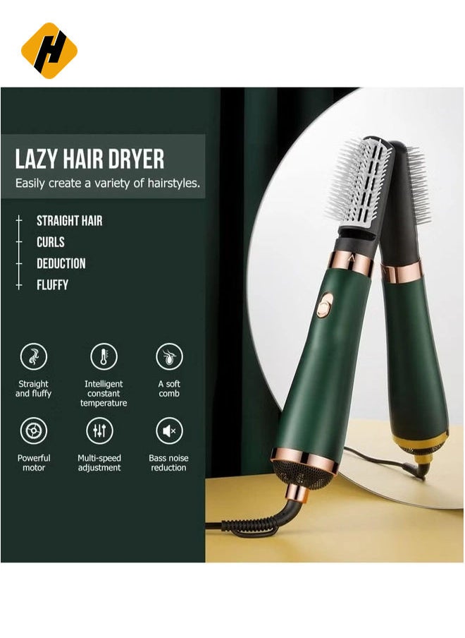 3 in 1 Hair Dryer Brushes Electric Blow Rotating Hot Air Comb For Curler Straightener Professional Negative Ionic Hair Styler (green)