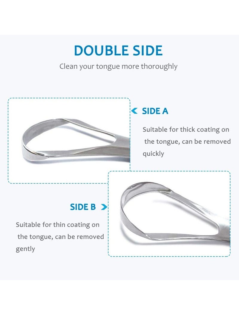 2-Pack Tongue Scraper, 100% Useful Surgical Stainless Steel Tongue Cleaner for Both Adults and Kids, Professional Reduce Bad Breath Metal Tongue Scrapers, Help Your Oral Hygiene (with 2 cases)