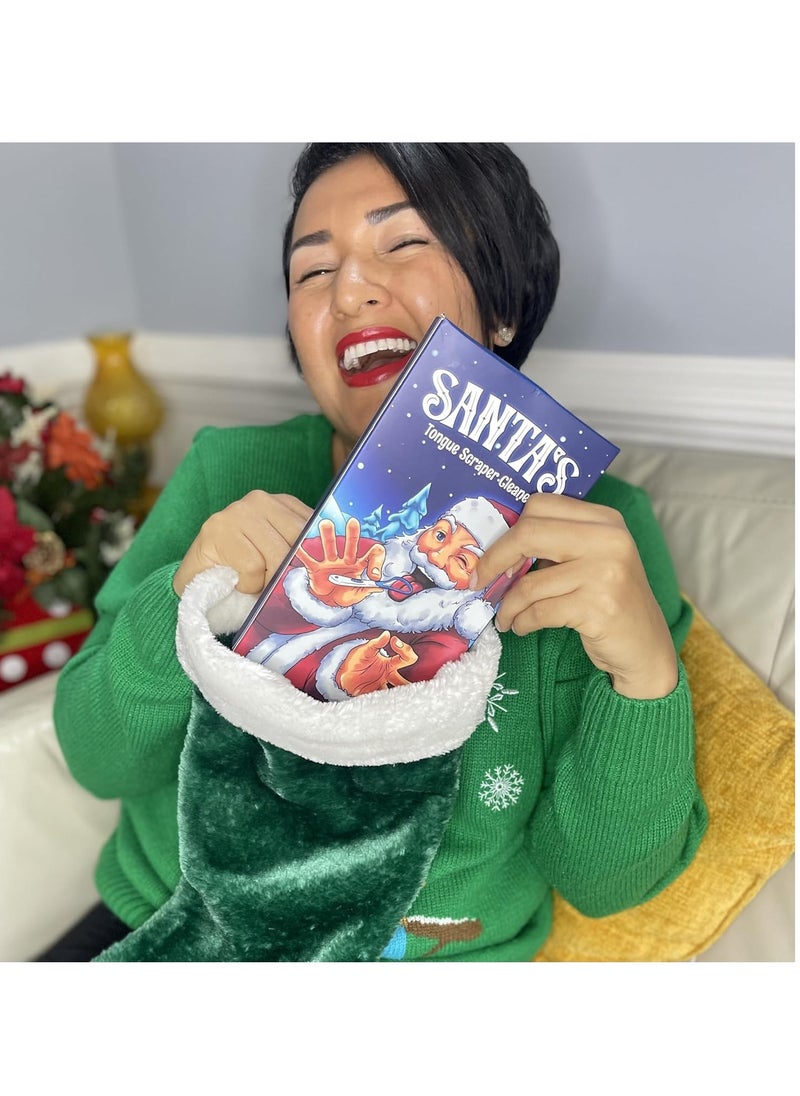 Tongue Scraper for Adults Cleaner Stocking Stuffers for Women Men White Elephant Gifts Womens Mens Teens Gag Funny Ideas Santa Cool Novelty Funniest Dad Her Him Girl Kids Who Have Everything