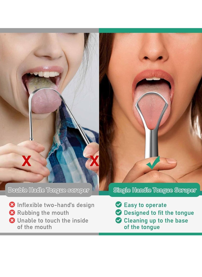 RONAVO Tongue Scraper for Adults (3 Pack), Reduce Bad Breath, Metal Tongue Scraper, Easy to use & Clean, with Travel Case for Home, Travel and On-the-Go