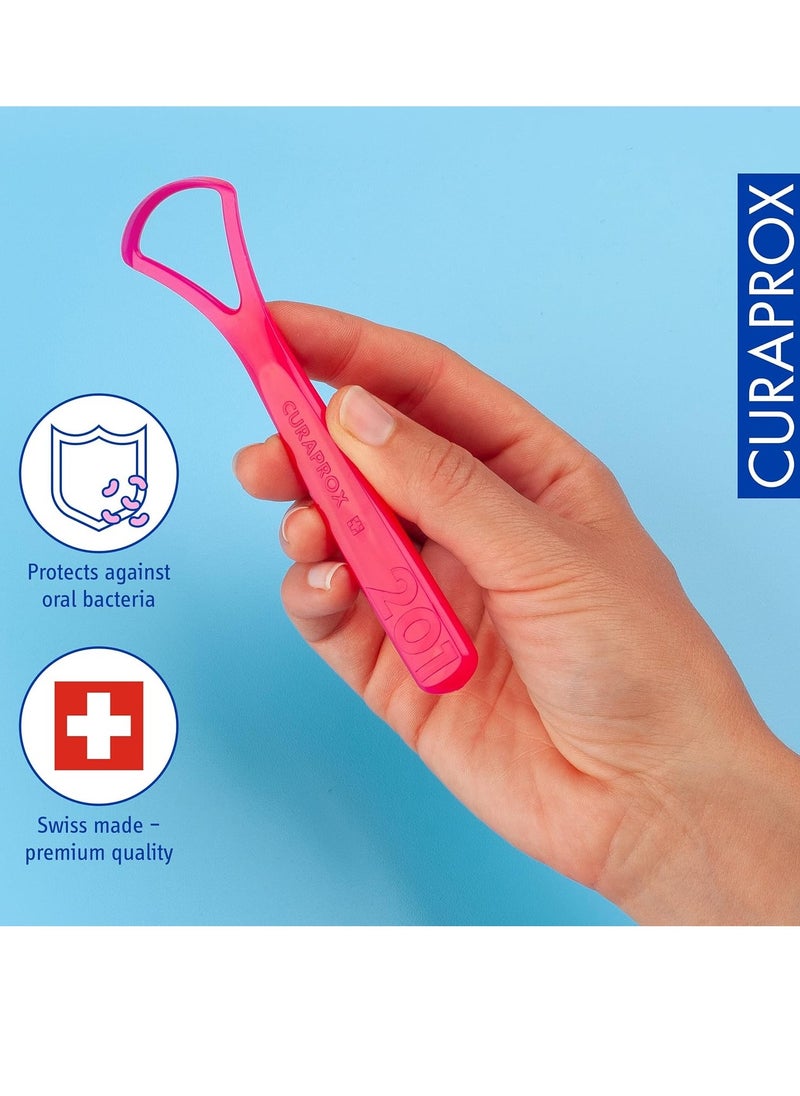 Curaprox CTC 203 Tongue Scraper Set, 1 CTC 201 Tongue Scraper with 1 Edge + 1 CTC 202 Tongue Scraper with 2 Edges