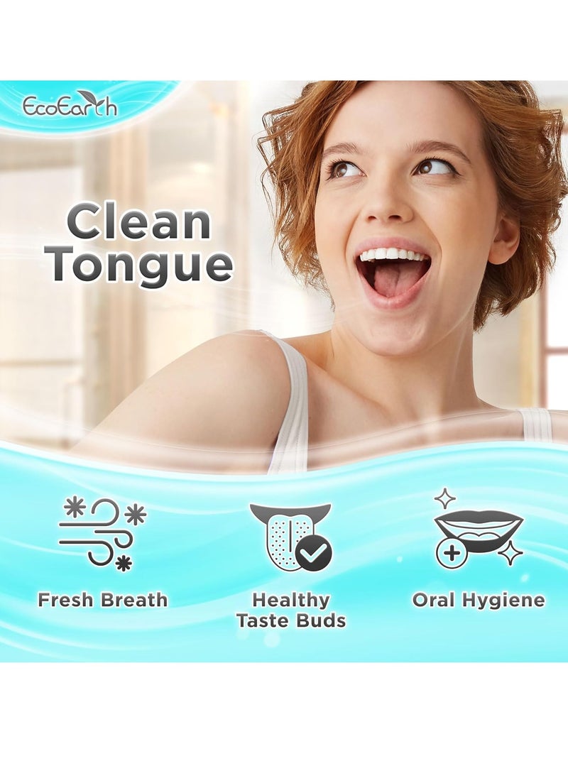 Set of 3 Tongue Scrapers for Adults, Tough Metal Tongue Cleaner w/Storage Case, Stainless Steel Tongue Scrubber for Fresh Breath & Oral Hygiene by EcoEarth