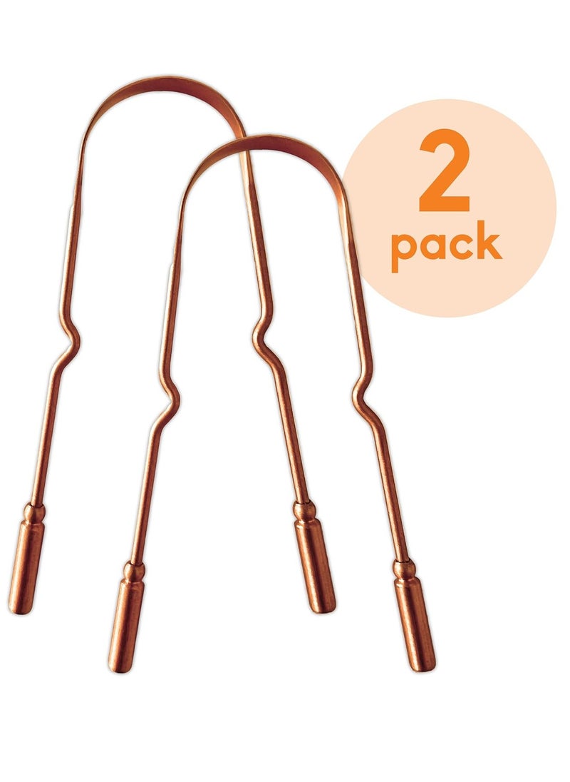 The Humble Co. Copper Tongue Scraper – 100% Copper Tongue Cleaner, For Superior Oral Care, Dental Hygiene and Tongue Cleaning, Helps Eliminate Bad Breath, BPA Free (2pk)