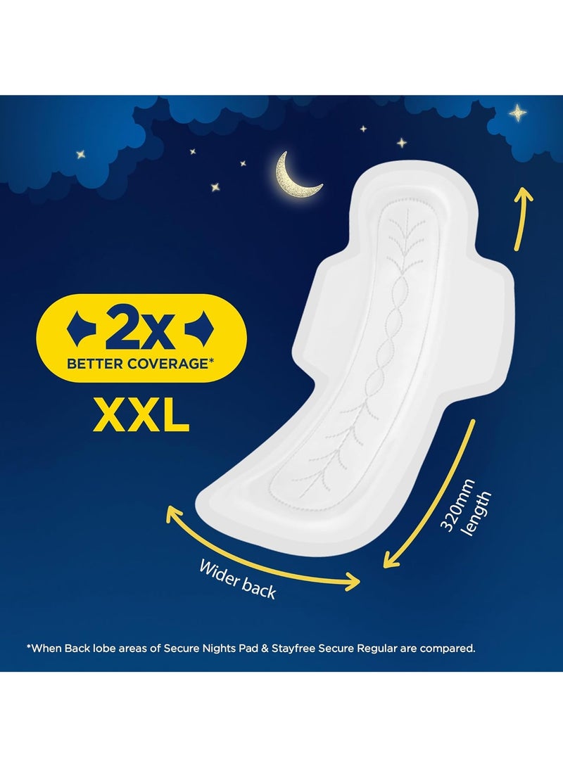 Stayfree Secure Nights XXL | 40 Pads| Cottony Soft Sanitary Pads for Women | Upto 100% leakage protection | Buy XXL at XL price | Absorbs 2x Faster with Wider Back |