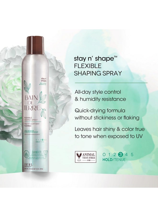 Stay N' Shape Flexible Shaping Spray, Medium Hold & Shine, Heat & Humidity Protection With Argan & Monoi Oils, Paraben-Free, Color-Safe, Vegan, 9.1 Fl Oz