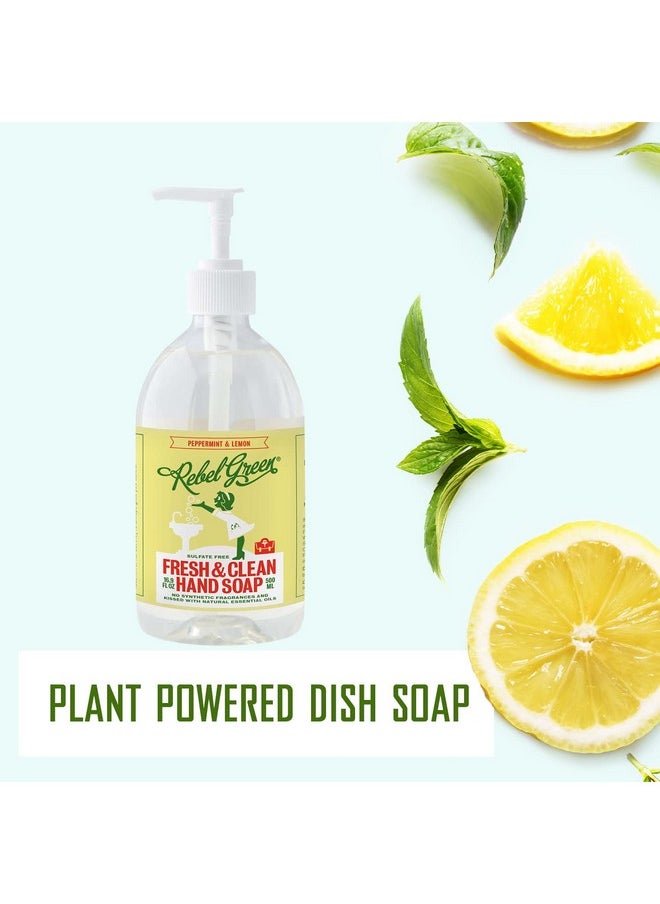 Liquid Hand Soap - Moisturizing Natural Bathroom & Kitchen Liquid Soap - Gentle Household Hand Wash (Peppermint And Lemon, 16.90 Fl Oz (Pack Of 4))