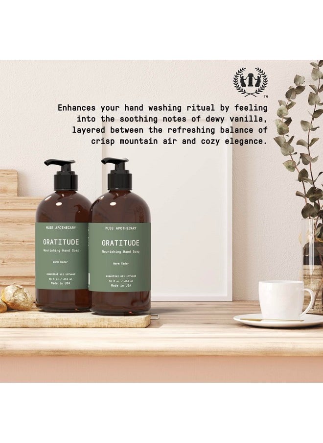 Muse Bath Apothecary Hand Ritual - Botanical Collection - Aromatic And Nourishing Hand Soap, Infused With Natural Aromatherapy Essential Oils - 16 Oz, Warm Cedar, 3 Pack