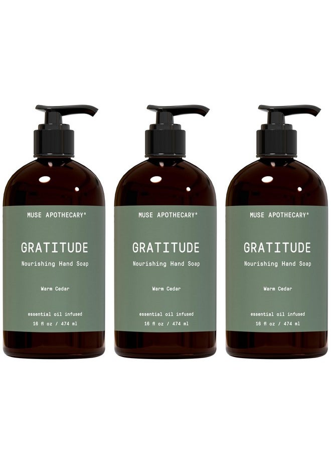 Muse Bath Apothecary Hand Ritual - Botanical Collection - Aromatic And Nourishing Hand Soap, Infused With Natural Aromatherapy Essential Oils - 16 Oz, Warm Cedar, 3 Pack