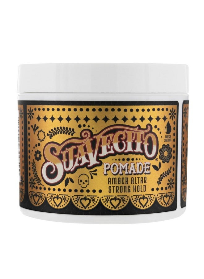 Amber Altar Firme (Strong) Hold Pomade Fall Edition 4 Oz - Medium Shine Water Based Wax Like Flake Free Hair Gel - Easy To Wash Out - All Day Hold For All Hairstyles