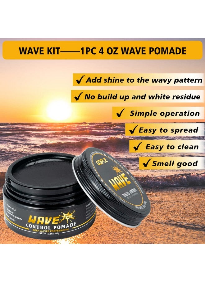 E Hair Care Kit For Men'S 360 Wave - Pomades For Strong Hold, Easy Wash, Moisture Control, Silky Shine & Training, Curved Brush, Durag Cap Set, Du-Rag, 