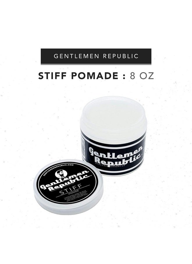 Gentlemen Republic 8Oz Stiff Hair Pomade - Lightweight All-Day Hold With High Shine Finish, Alcohol-Free And Paraben-Free Formula, Suitable For Thick Hair