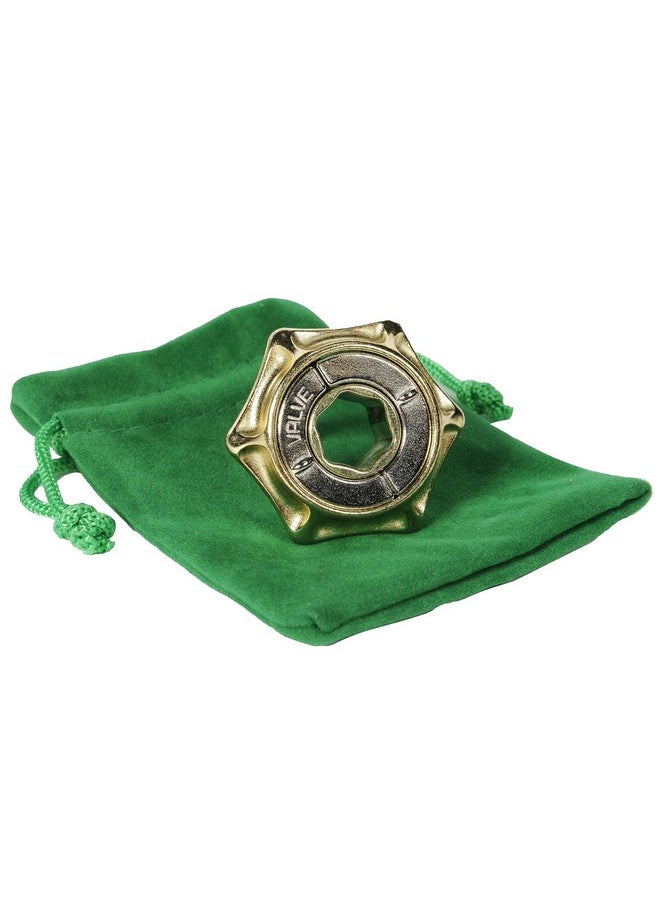 Dice And Valve Hanayama, New 2022 Releases, Metal Brain Teaser Puzzles, 2 Green Velveteen/Red Satin Lined Drawstring Pouches, Bundled, New 2022 Releases