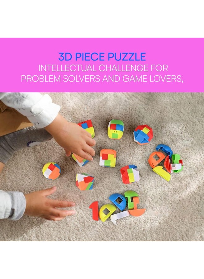 10Pcs 3D Brain Teaser Puzzles For Kids, Teens, And Adults - Mind Teasers Toy - Hand Puzzle Game - Unlock Interlock Assortment Toys For Iq And Logic Test - Bulk Plastic Fidget Twister Puzzle