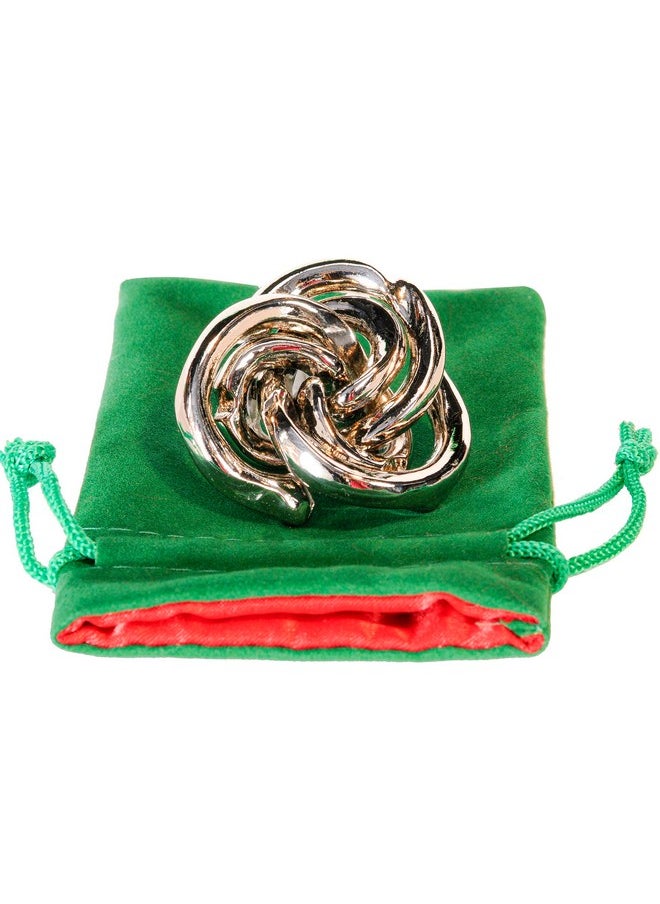 Ufo, Vortex & Infinity Hanayama Brain Teaser Puzzles, With 3 Green Velveteen/Red Satin Drawstring Pouches - Bundled Items