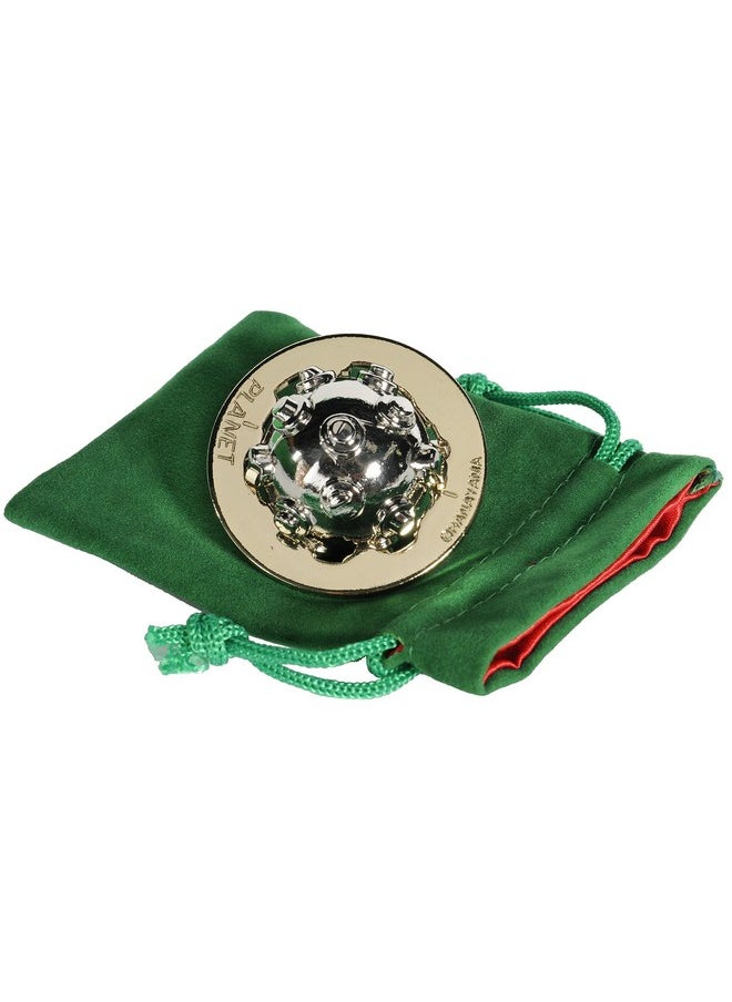 Planet Hanayama Puzzle, New 2022, Level 4, With Green Velvet, Red Satin Drawstring Pouch, Bundled Items.