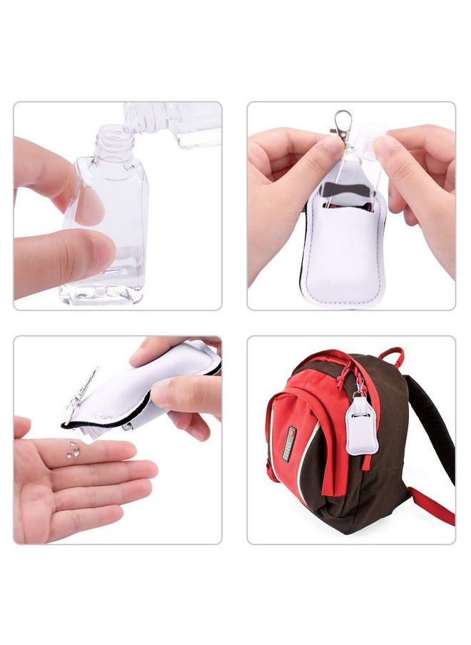 40 Pieces Hand Sanitizer Holder Empty Travel Bottle Set Including 20 Pieces Hand Sanitizer Keychain Holders And 20 Pieces Reusable Flip Cap Travel Bottles For Hand Sanitizer, White