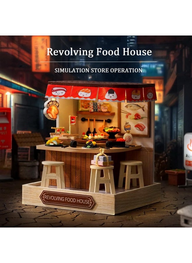 Dollhouse Miniature Diy House Kit Creative Room With Furniture For Romantic Artwork Gift (Revolving Food House)