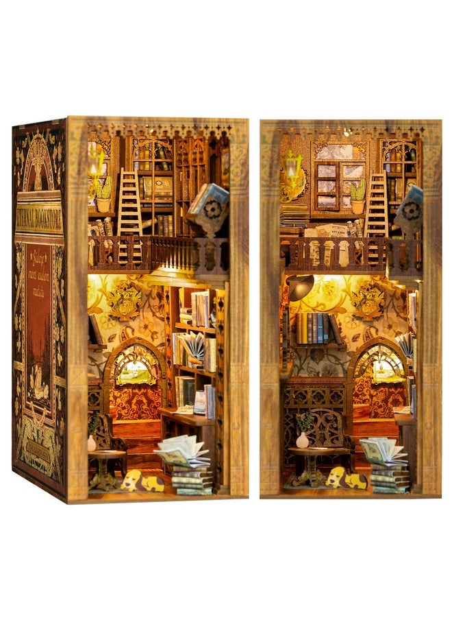 Book Nook Kit - Diy Miniature House Dollhouse Kit For Adult And Teens, Booknook Bookshelf Decor Alley Model Build With Led Light, Gifts For Family And Friends (Eternal Bookstore)