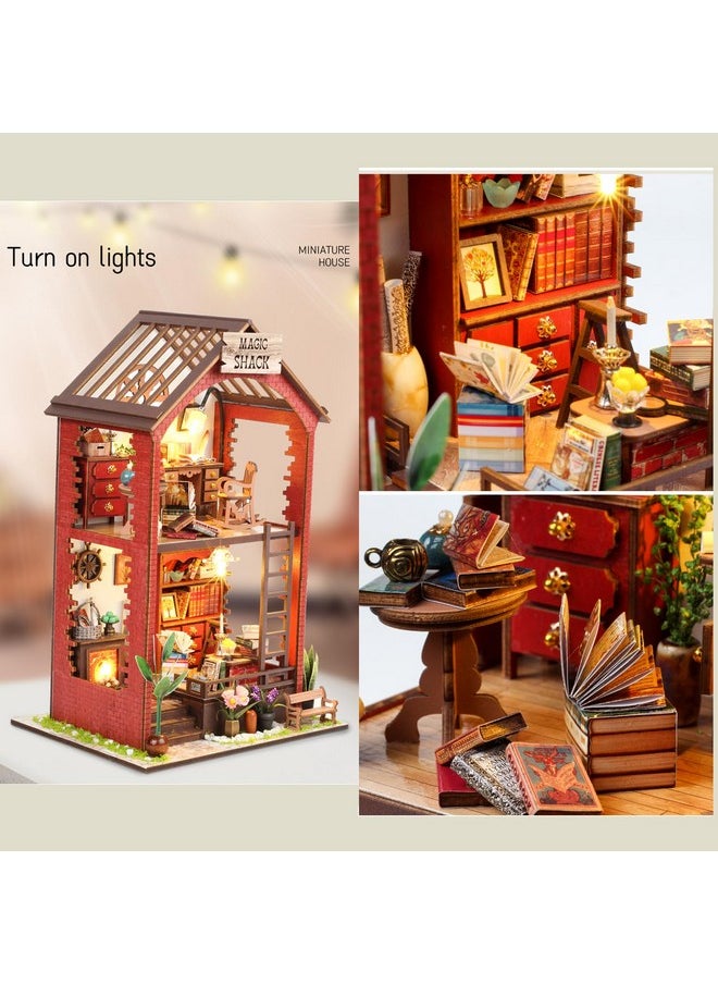 Dollhouse Diy Book Nook Miniature Kit, Bookshelf Insert Decor, 3D Wooden Puzzle Booknook Miniature Kit, Creative Assembled Bookends (Martin' S Book House)