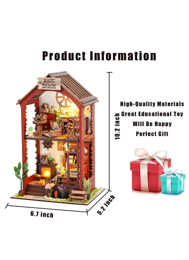 Dollhouse Diy Book Nook Miniature Kit, Bookshelf Insert Decor, 3D Wooden Puzzle Booknook Miniature Kit, Creative Assembled Bookends (Martin' S Book House)