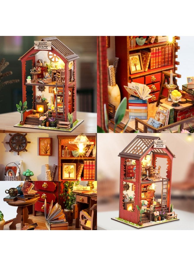Dollhouse Diy Book Nook Miniature Kit, Bookshelf Insert Decor, 3D Wooden Puzzle Booknook Miniature Kit, Creative Assembled Bookends (Martin' S Book House)