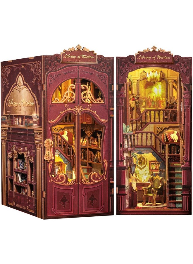 Book Nook Kit - Diy Miniature House Dollhouse Kit For Adults And Teens, 3D Wooden Puzzle Booknook Build Bookshelf Decor, Gifts For Family And Friends (Library Of Wisdom)