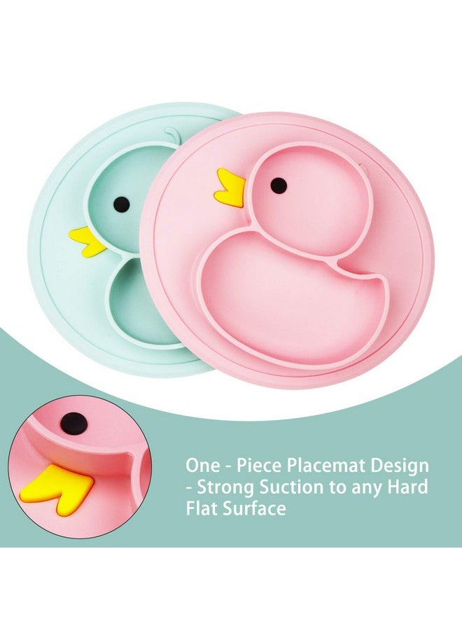 Toddler Plate, Portable Baby Plates For Toddlers And Kids, Bpa-Free Strong Suction Plates For Toddlers, Dishwasher & Microwave Safe Silicone Placemat 9X6X1.4 Inch