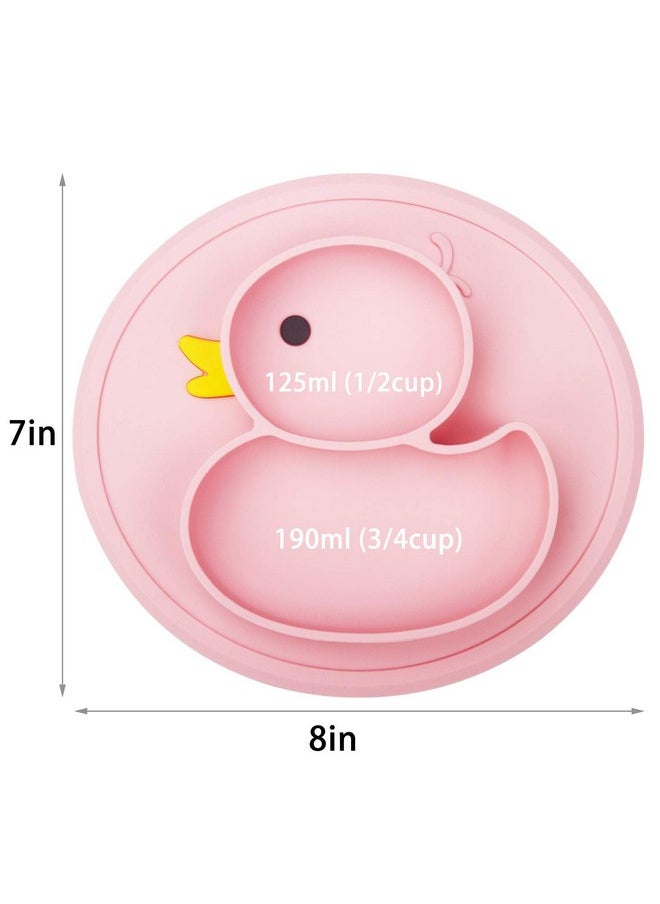 Toddler Plate, Portable Baby Plates For Toddlers And Kids, Bpa-Free Strong Suction Plates For Toddlers, Dishwasher & Microwave Safe Silicone Placemat 9X6X1.4 Inch