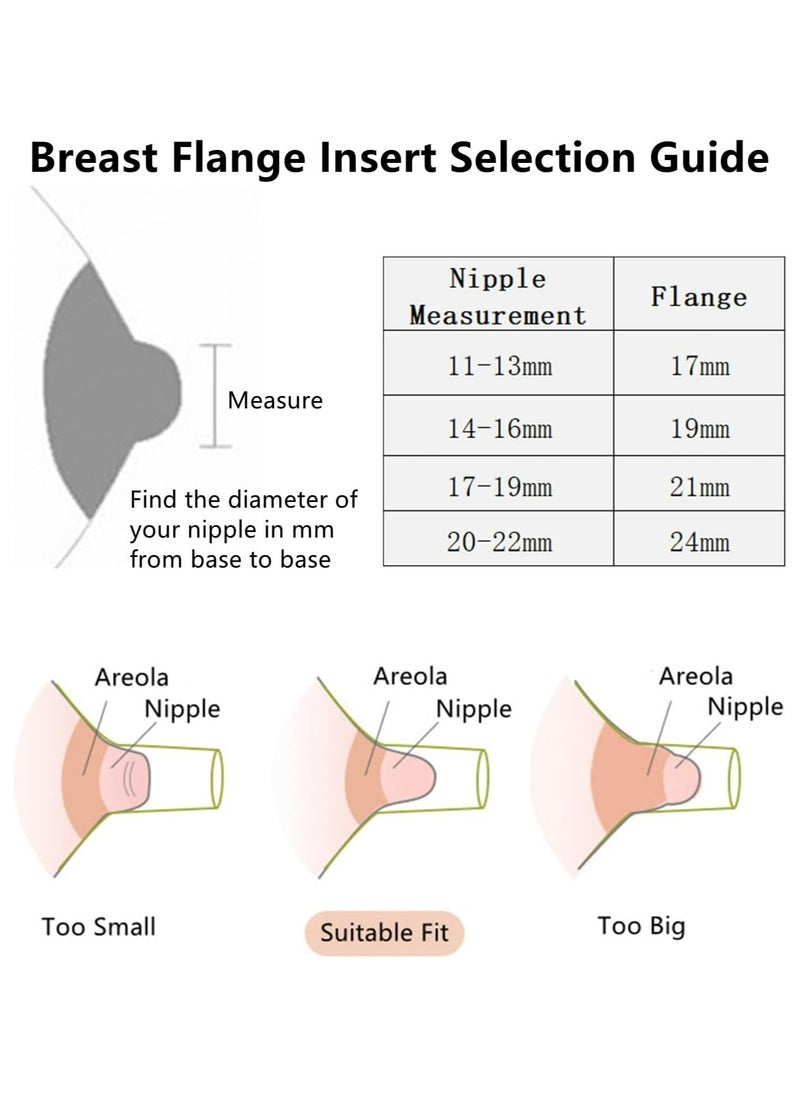 2PCS Flange Insert 17mm Compatible with Medela/Spectra/Willow/TSRETE/Momcozy S9/S12/S9Pro/S12Pro