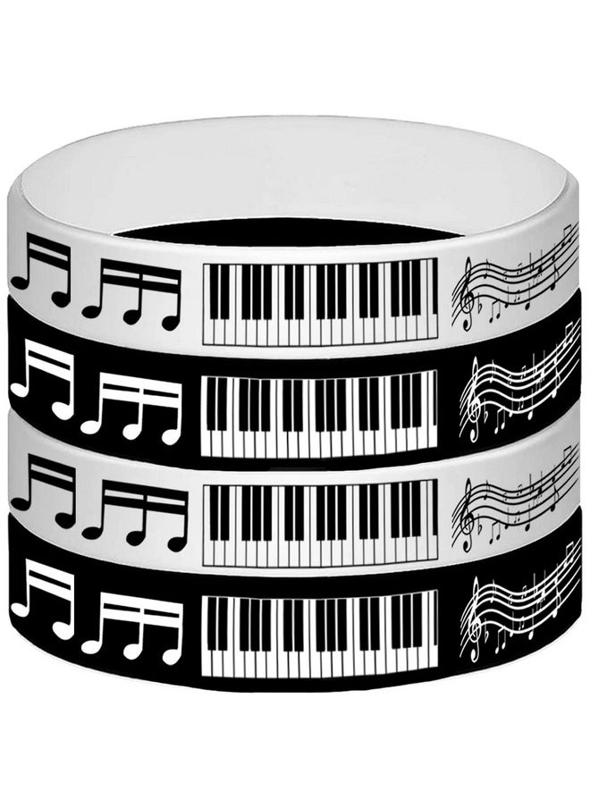 24Pcs Piano Notes Rubber Bracelets -Piano Notes Theme Party Supplies Decorations Music Birthday Baby Shower Slicone Wristbands Party Favors