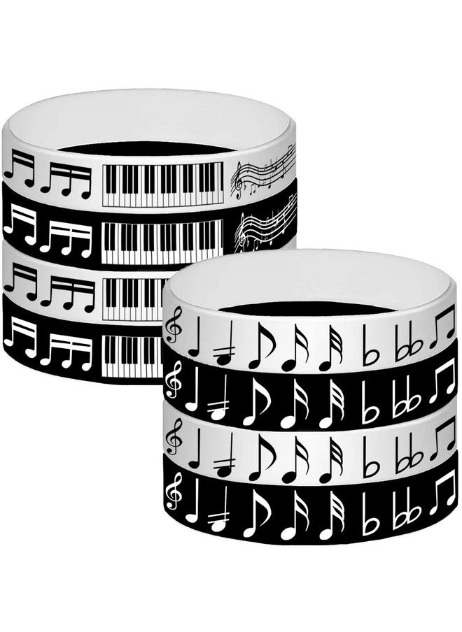 24Pcs Piano Notes Rubber Bracelets -Piano Notes Theme Party Supplies Decorations Music Birthday Baby Shower Slicone Wristbands Party Favors