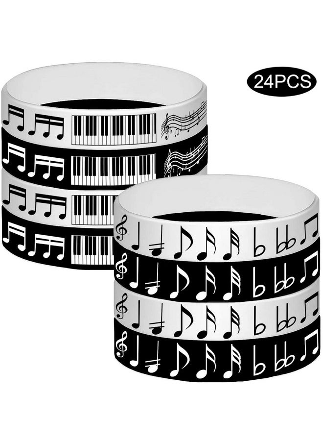 24Pcs Piano Notes Rubber Bracelets -Piano Notes Theme Party Supplies Decorations Music Birthday Baby Shower Slicone Wristbands Party Favors