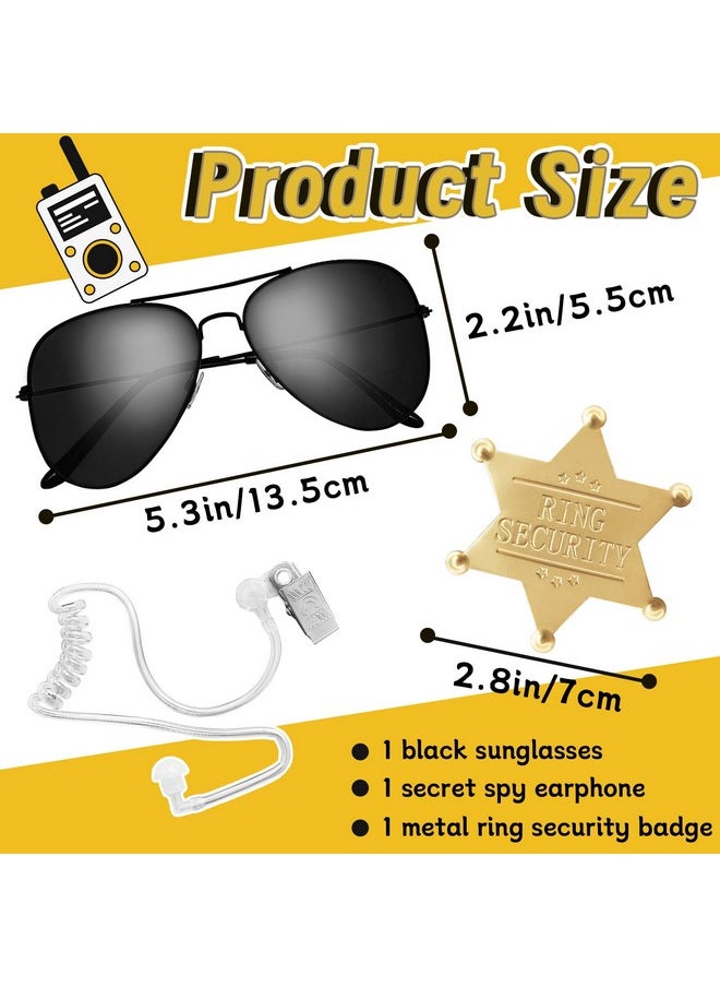 Ring Wedding Security Set,Spy Earpiece Ring Bearer Security,Sun Glasses Security Badge And Earpiece For Kids Police Playing Cosplay Accessory Toys