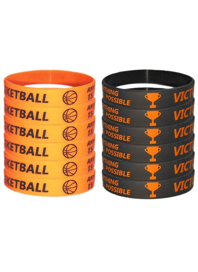 24 Pcs Basketball Motivational Silicone Wristband Bulk For Teenagers - Personalized Silicone Rubber - Sports - Party Favors And Supplies - Carnival/Events/Prize