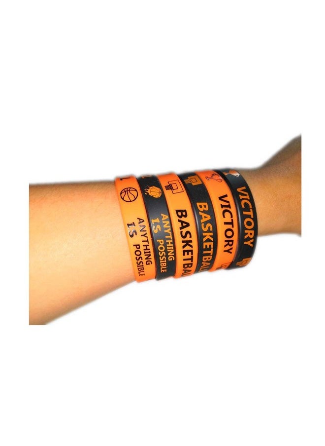 24 Pcs Basketball Motivational Silicone Wristband Bulk For Teenagers - Personalized Silicone Rubber - Sports - Party Favors And Supplies - Carnival/Events/Prize