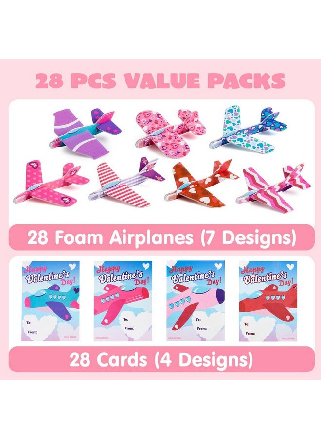 28 Valentines Day Foam Airplanes Greeting Cards With Valentine’S Punchline For Kids School Classroom Exchange Prizes Gift Supplies, Planes Party Favor