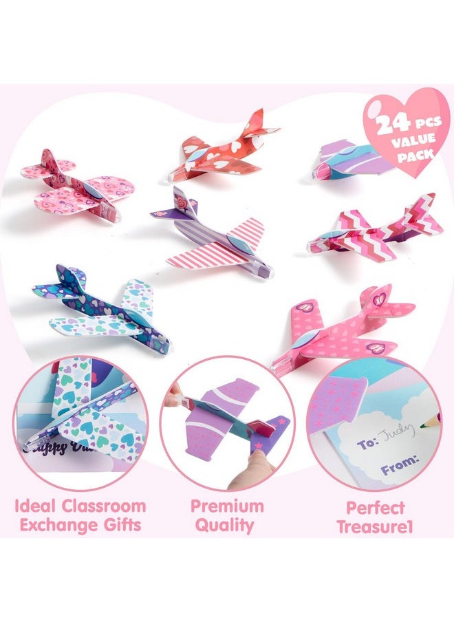 28 Valentines Day Foam Airplanes Greeting Cards With Valentine’S Punchline For Kids School Classroom Exchange Prizes Gift Supplies, Planes Party Favor