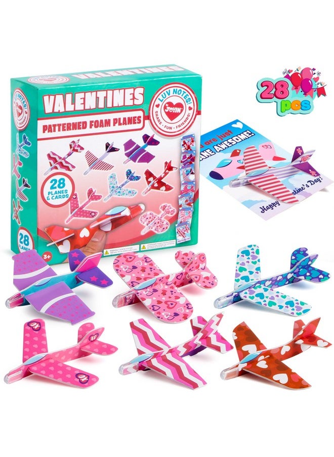 28 Valentines Day Foam Airplanes Greeting Cards With Valentine’S Punchline For Kids School Classroom Exchange Prizes Gift Supplies, Planes Party Favor