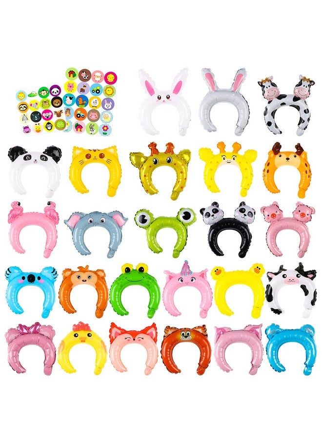 50P Zoo Animal Inflatable Headbands Wildlife Balloon Hair Hoop Include Forest Safari Farm Animals Jungle Theme Birthday Party Supplies With Animal Stickers Party Favors Costumes For Kids