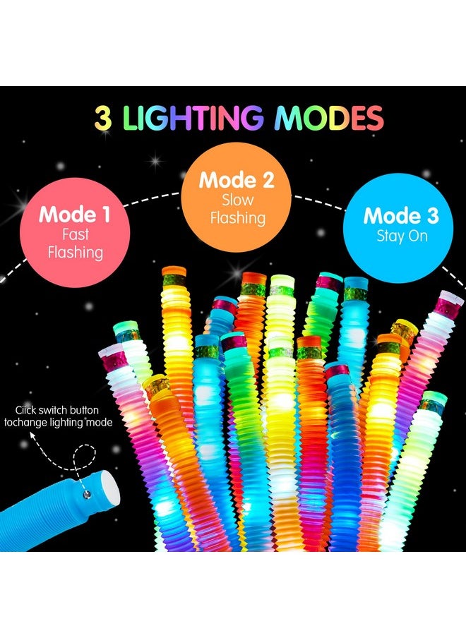 Light Up Pop Tubes, 18 Pack Glow Sticks Party Favors, Sensory Toys Fidget Tubes, Glow Necklaces Bracelets Party Supplies For Birthday Presents Decorations, Camping Wedding Goodie Bags