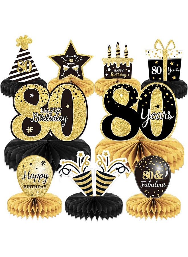 9 Pieces 80Th Birthday Decoration 80Th Birthday Centerpieces For Tables Decorations Cheers To 80 Years Honeycomb Table Topper For Men And Women Eighty Years Birthday Party Decoration Supplies(80Th)